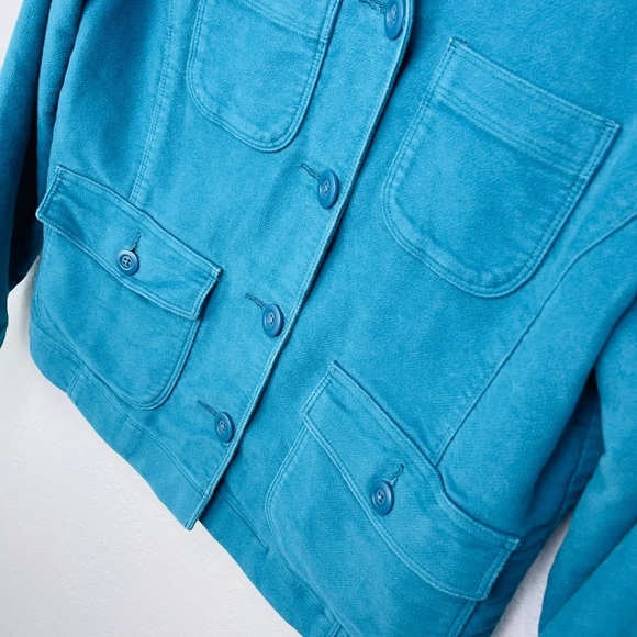 L.L Bean Teal Blue Multi Pocket Vintage Soft Short PEACOAT Jacket - Picture 3 of 7